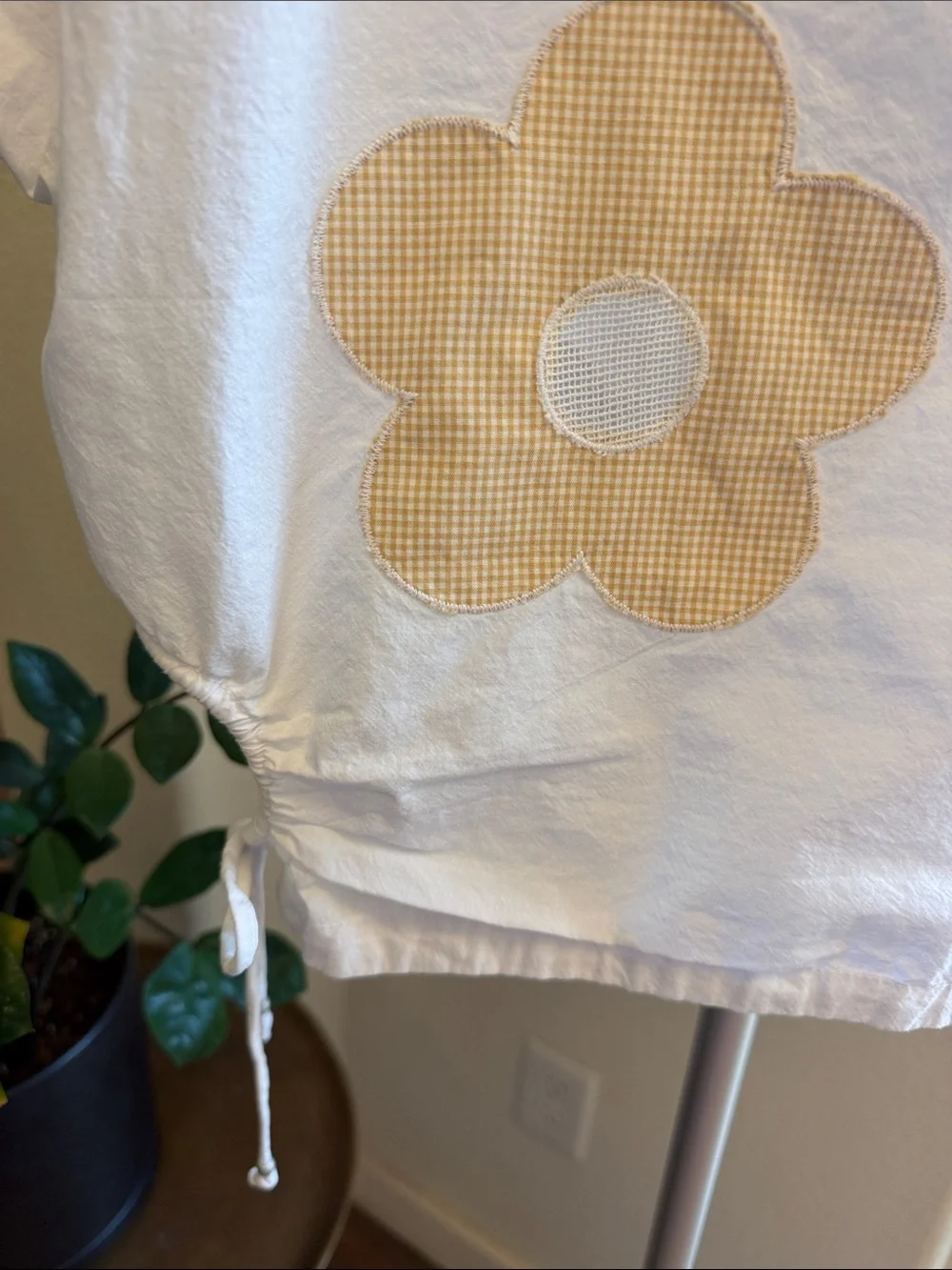 Madewell Embroidered Poplin Puff-Sleeve Cutout Crop Top Cottagecore Boho Gingham